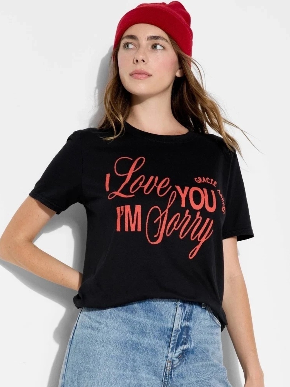 Gracie Abrams I Love You I'm Sorry Black Graphic Tee Shortsleeve Large